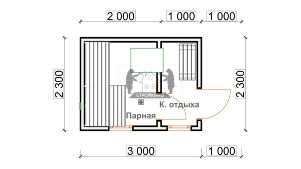 bania 3х2,3 planirovka